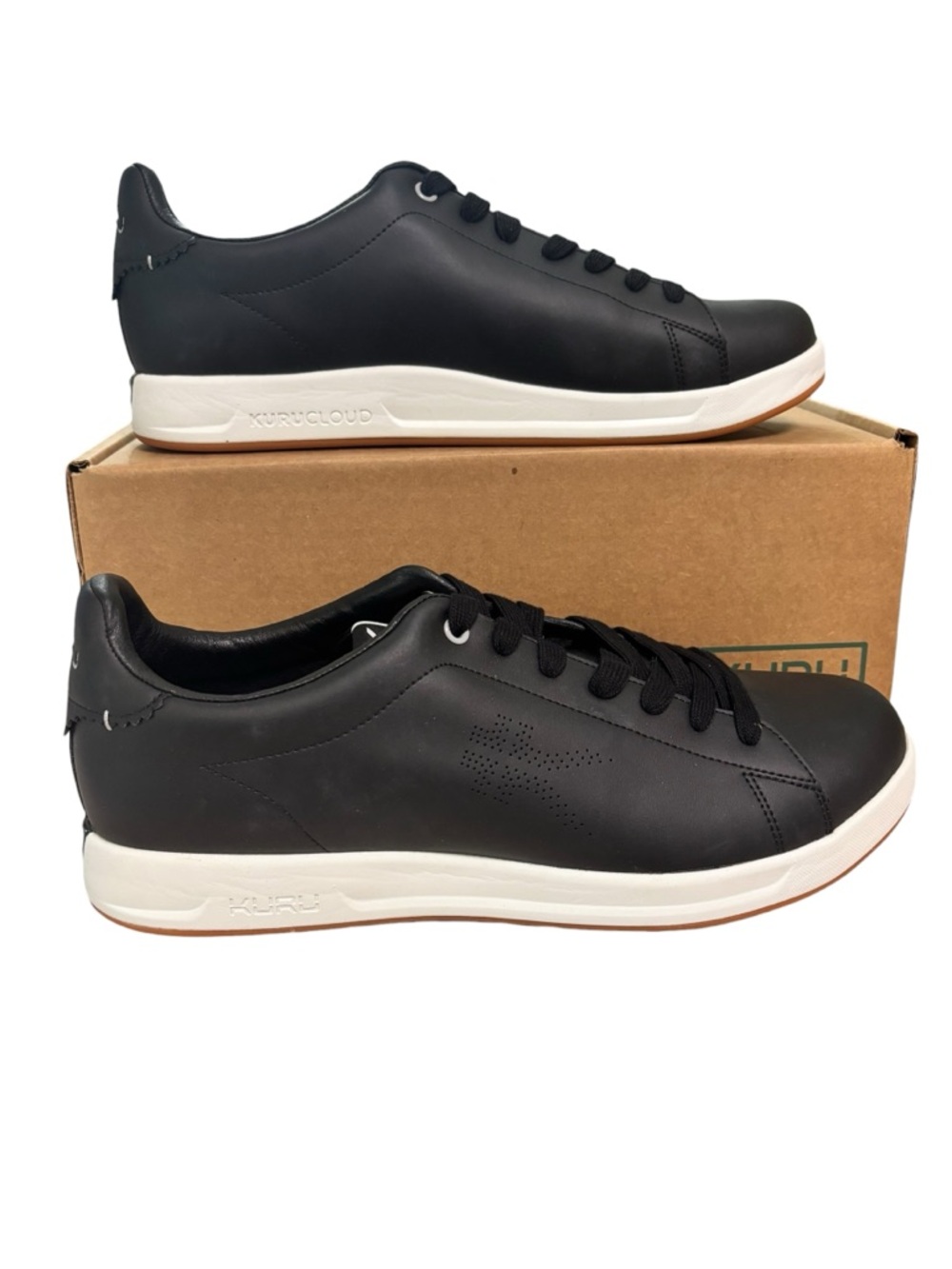 KURU Roam Shoes Mens Size 13 Jet Black Leather Comfort Walking Sneakers